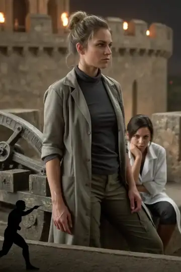 Joyce extending a glossy four-by-six photograph from inside his coat, Nick taking it in two fingers and tilting it under a guttering parapet torch.